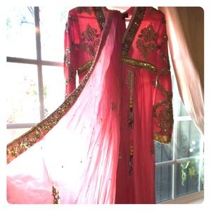Pink anarkali Indian dress